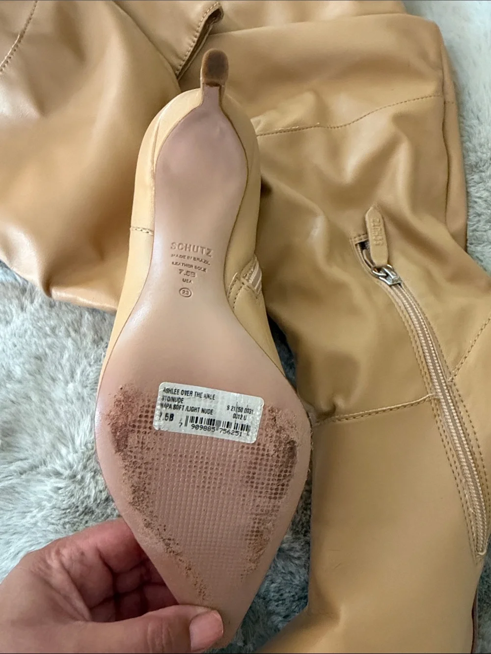 Women's Tan Stiletto Knee-High Boots- Slouchy